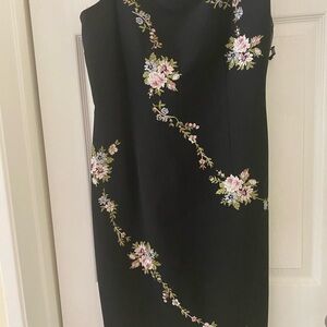 Dress Barn Black and Pink Sleeveless Sheath Midi Dress